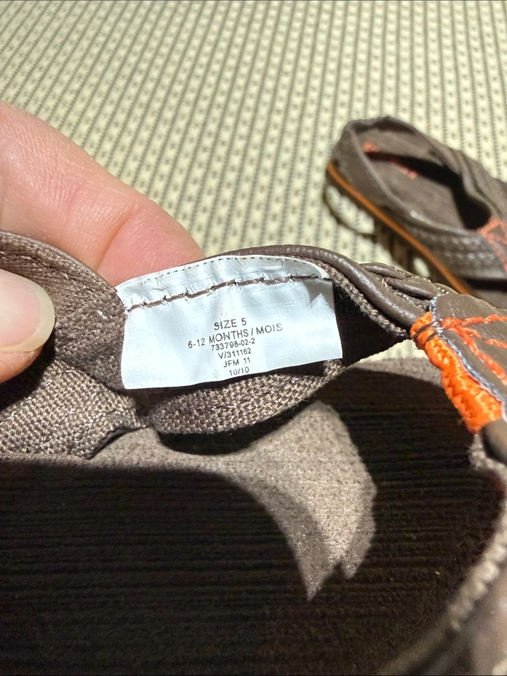 Old Navy Brown Baby Braided Flip Flops with Orange Detail